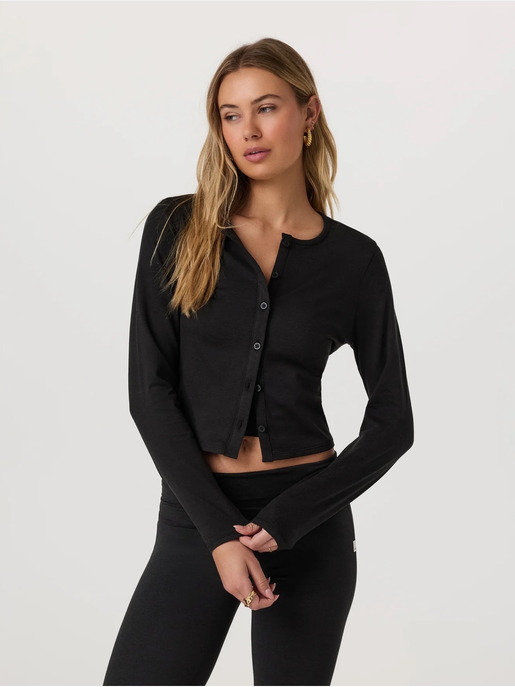 Vuori Halo Cardigan 2.0 In Black Heather Size Large